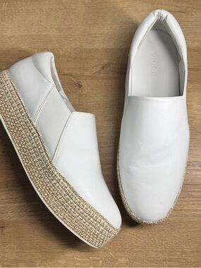 Vince Slip-On White Platform Espadrilles Size 9